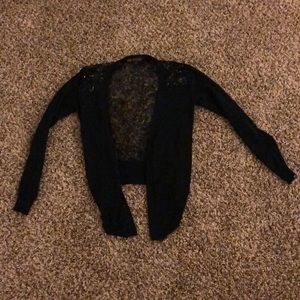 Cardigan with sheer lace sparkle back